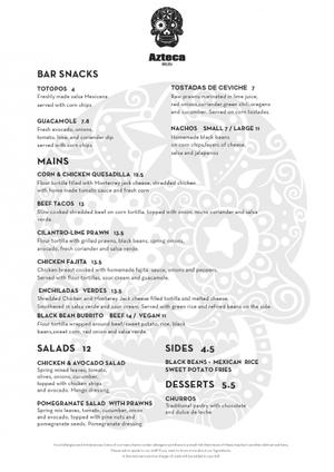 Menu 3 from Azteca's menu images'
