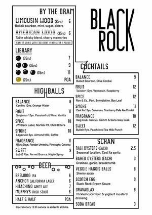 Menu 1 from Black Rock's menu images'