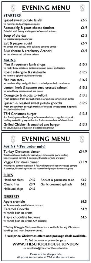 Menu 3 from The Schoolhouse's menu images'